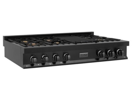 ZLINE 48  Porcelain Gas Stovetop in Black Stainless with 7 Gas Burners and Griddle (RTB-BR-48) Sale