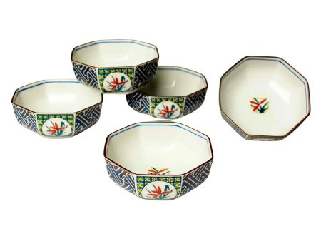 SEIKOU Kutani Porcelain Koduke Tiny Bowl Komon-Shikunshi 9.5cm 5 pcs For Cheap