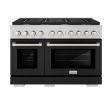 ZLINE 48 in. 6.7 cu. ft. Paramount Double Oven Dual Fuel Range with 8 Burner Gas Cooktop in Stainless Steel with Black Matte Doors (SDR-BLM-48) Sale