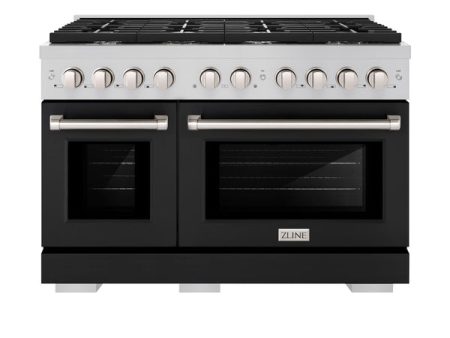 ZLINE 48 in. 6.7 cu. ft. Paramount Double Oven Dual Fuel Range with 8 Burner Gas Cooktop in Stainless Steel with Black Matte Doors (SDR-BLM-48) Sale