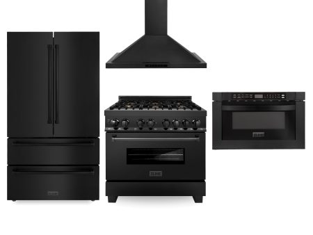 ZLINE Appliance Package | 36  Dual Fuel Range, Range Hood, Microwave Drawer, 36  Refrigerator | Black Stainless Steel | 4KPR-RABRH36-MW Supply