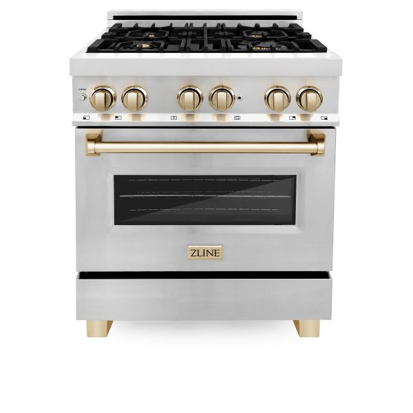 ZLINE Autograph Edition 30  4.0 cu. ft. Dual Fuel Range with Gas Stove and Electric Oven in Stainless Steel with Accents (RAZ-30) Sale