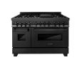 ZLINE 2 Piece Kitchen Appliance Package -48  Black Stainless Steel Dual Fuel Range and Convertible Vent Range Hood (2KP-RABRH48) Online now