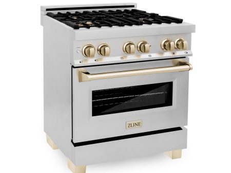 ZLINE Autograph Edition 30  4.0 cu. ft. Dual Fuel Range with Gas Stove and Electric Oven in Stainless Steel with Accents (RAZ-30) Sale