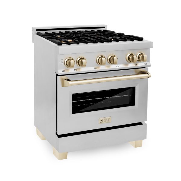 ZLINE Autograph Edition 30  4.0 cu. ft. Dual Fuel Range with Gas Stove and Electric Oven in Stainless Steel with Accents (RAZ-30) Sale