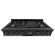 ZLINE 48  Porcelain Gas Stovetop in Black Stainless with 7 Gas Burners and Griddle (RTB-BR-48) Sale