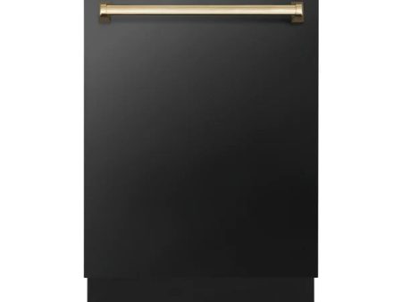 ZLINE Autograph Edition 18” Compact 3rd Rack Top Control Dishwasher in Black Stainless Steel with Accent Handle, 51dBa (DWVZ-BS-18) For Sale