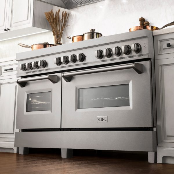 ZLINE 60  7.4 cu. ft. Dual Fuel Range with Gas Stove and Electric Oven in DuraSnow® Stainless Steel (RAS-SN-60) Hot on Sale