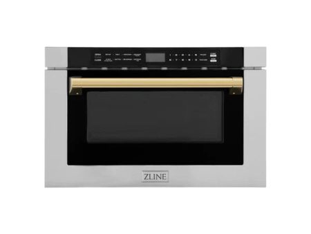 ZLINE Autograph Edition 24  1.2 cu. ft. Built-in Microwave Drawer with a Traditional Handle in Stainless Steel and Gold Accents (MWDZ-1-H-G) Online