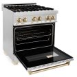 ZLINE Autograph Edition 30  4.0 cu. ft. Dual Fuel Range with Gas Stove and Electric Oven in Stainless Steel with Accents (RAZ-30) Sale