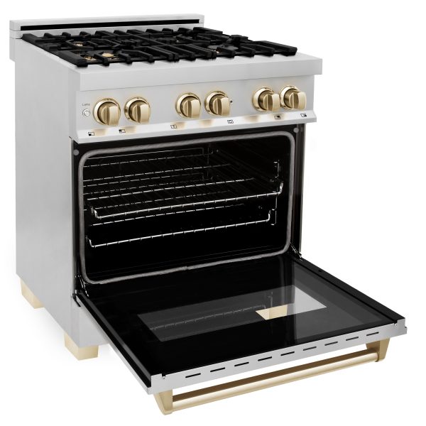 ZLINE Autograph Edition 30  4.0 cu. ft. Dual Fuel Range with Gas Stove and Electric Oven in Stainless Steel with Accents (RAZ-30) Sale