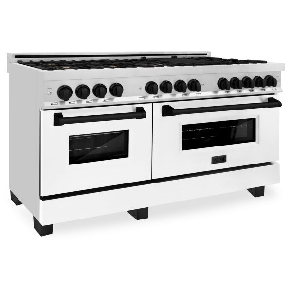 ZLINE Autograph Edition 60  7.4 cu. ft. Dual Fuel Range with Gas Stove and Electric Oven in Stainless Steel with White Matte Door and Accents (RAZ-WM-60) Fashion