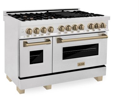 ZLINE Autograph Edition 48  6.0 cu. ft. Dual Fuel Range with Gas Stove and Electric Oven in DuraSnow® Stainless Steel with Accents (RASZ-SN-48) For Discount