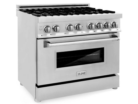 ZLINE 36  Dual Fuel Range with Gas Stove and Electric Oven in Stainless Steel with Color Door Options (RA36) For Cheap