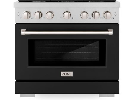 ZLINE 36 in. 5.2 cu. ft. Paramount Dual Fuel Range with 6 Burner Gas Cooktop and Electric Convection Oven in DuraSnow® Stainless Steel with Black Matte Door (SDRS-BLM-36) Cheap