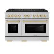 ZLINE Autograph Edition 48 in. 6.7 cu. ft. Paramount Double Oven Dual Fuel Range with 8 Burner Gas Cooktop in DuraSnow® Stainless Steel and Accents For Cheap