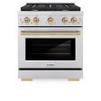 ZLINE Autograph Edition 30 in. 4.2 cu. ft. Paramount Dual Fuel Range with 4 Burner Gas Cooktop and Electric Convection Oven in Stainless Steel with Accents (SDRZ-30) Supply