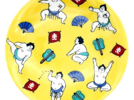 SEIKOU KISSYO Kutani Porcelain Small Plate Sumo Wrestler on Sale