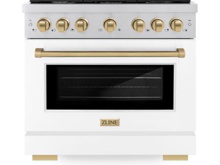 ZLINE Autograph Edition 36 in. 5.2 cu. ft. Paramount Dual Fuel Range with 6 Burner Gas Cooktop and Electric Convection Oven in Stainless Steel with White Matte Door and Accents (SDRZ-WM-36) Cheap