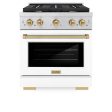 ZLINE Autograph Edition 30 in. 4.2 cu. ft. Paramount Dual Fuel Range with 4 Burner Gas Cooktop and Electric Convection Oven in Stainless Steel with White Matte Door and Accents (SDRZ-WM-30) Supply