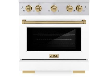 ZLINE Autograph Edition 30 in. 4.2 cu. ft. Paramount Dual Fuel Range with 4 Burner Gas Cooktop and Electric Convection Oven in Stainless Steel with White Matte Door and Accents (SDRZ-WM-30) Supply