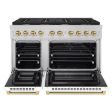 ZLINE Autograph Edition 48 in. 6.7 cu. ft. Paramount Double Oven Dual Fuel Range with 8 Burner Gas Cooktop in Stainless Steel with White Matte Doors and Champagne Bronze Gold Matte Black Accents (SDRZ-WM-48) For Discount