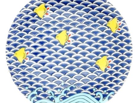 SEIKOU KISSYO Kutani Porcelain Small Plate Chidori For Sale