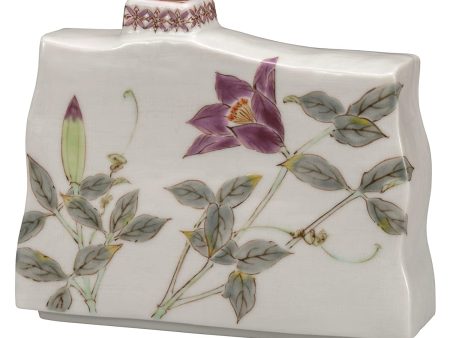 Kutani Ware Porcelain Single-flower Vase Clematis For Sale