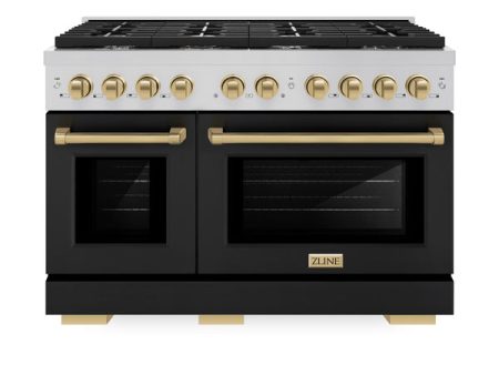 ZLINE Autograph Edition 48 in. 6.7 cu. ft. Paramount Double Oven Dual Fuel Range with 8 Burner Gas Cooktop in Stainless Steel with Black Matte Doors and Accents (SDRZ-BLM-48) Discount