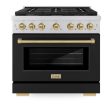 ZLINE Autograph Edition 36 in. 5.2 cu. ft. Paramount Dual Fuel Range with 6 Burner Gas Cooktop and Electric Convection Oven in Stainless Steel with Black Matte Door and Accents (SDRZ-BLM-36) For Discount