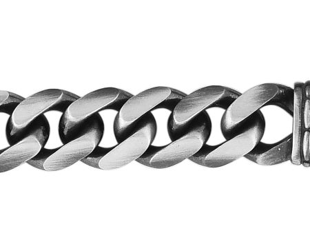 Silver 11.5mm Mens Gunmetal Double Bar Bracelet Online Hot Sale